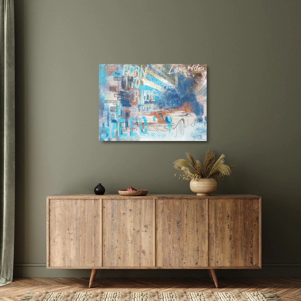 Kép - lovaglásra született, kék tónusok (üvegen) (70x50 cm)