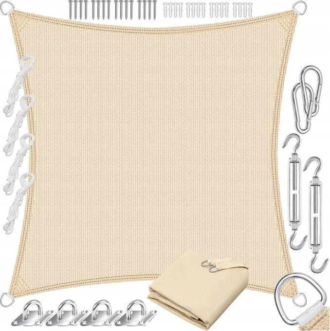 Kesser napvitorla 3,6x3,6m krémszínű, Hdpe, Uv 85%