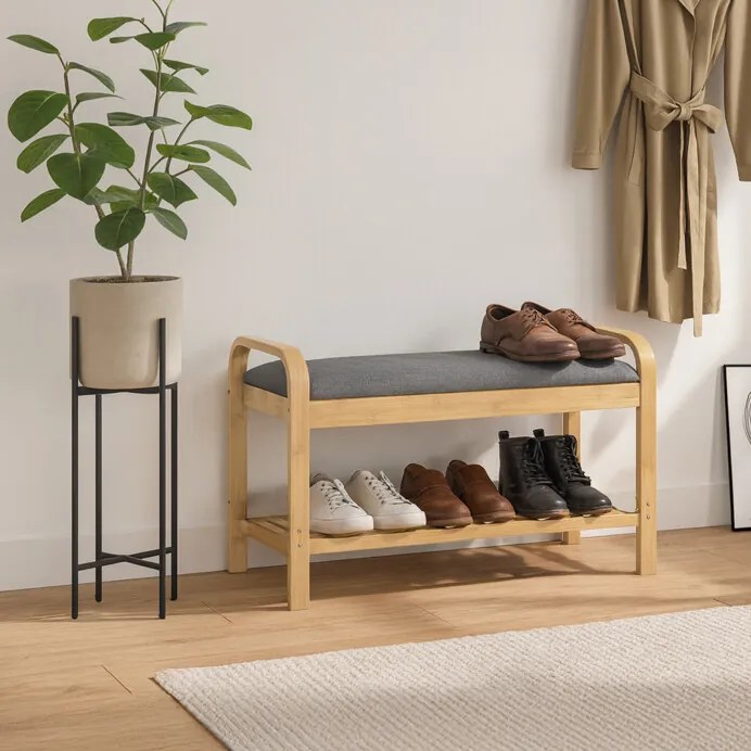 Natúr Bambusz Cipős, Szürke Betétekkel. DR-N1016 GREY2