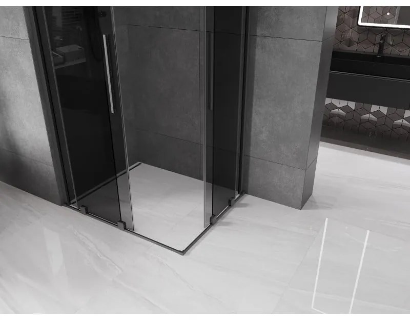 Mexen Velar Duo, zuhanykabin tolóajtóval 90 x 80 cm, 8mm szürke üveg, polírozott grafit, 871-090-080-42-95