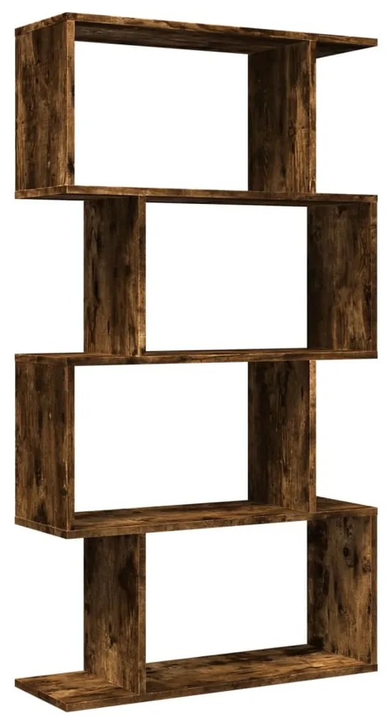 4 szintes füstös tölgy fa elválasztó könyvespolc 70x24x129 cm