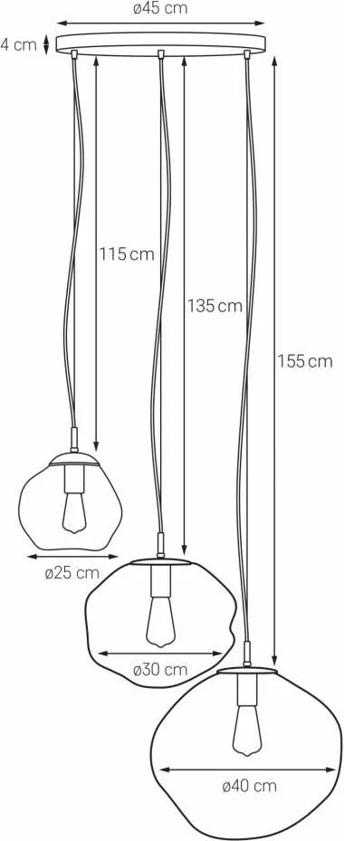 Kaspa AVIA 3 10424308 Függőlámpa 3x25W/E27 IP20