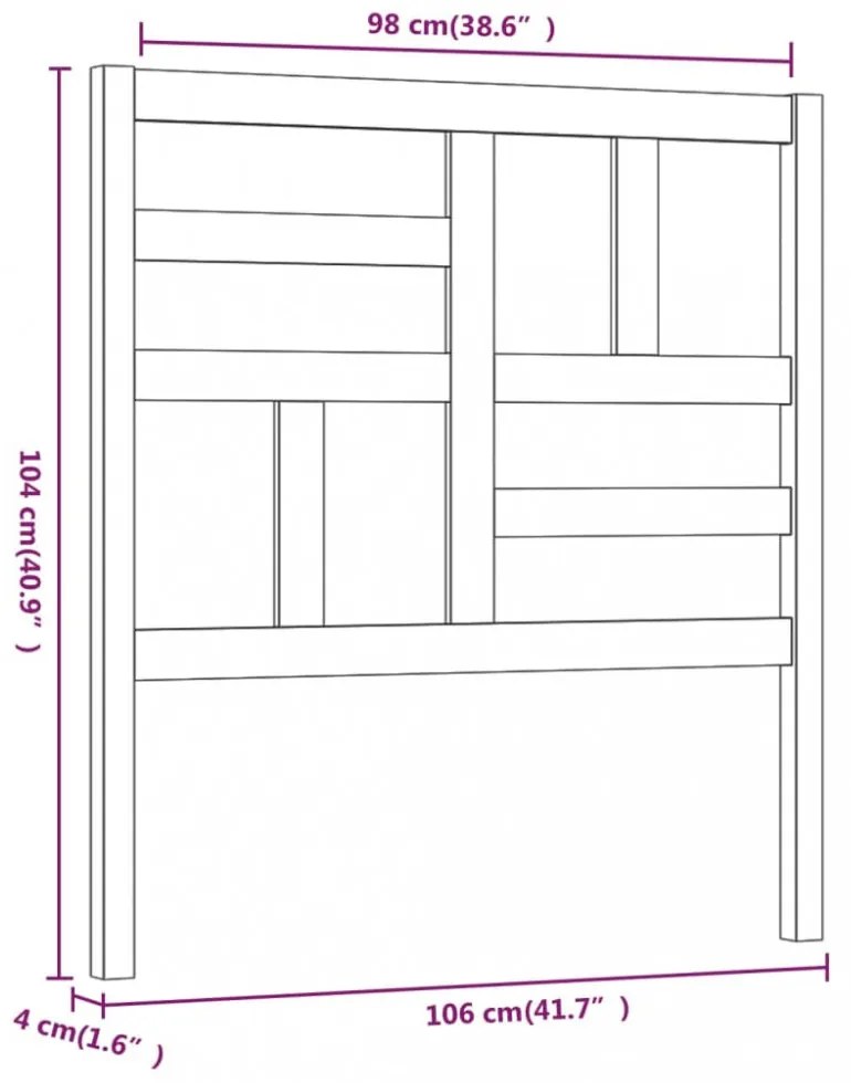 mézbarna tömör fenyőfa ágyfejtámla 106x4x104 cm