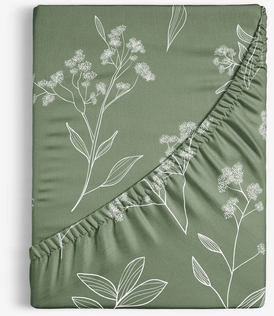 Goldea pamut körgumis lepedő - gyógynövény levelek 90 x 200 cm