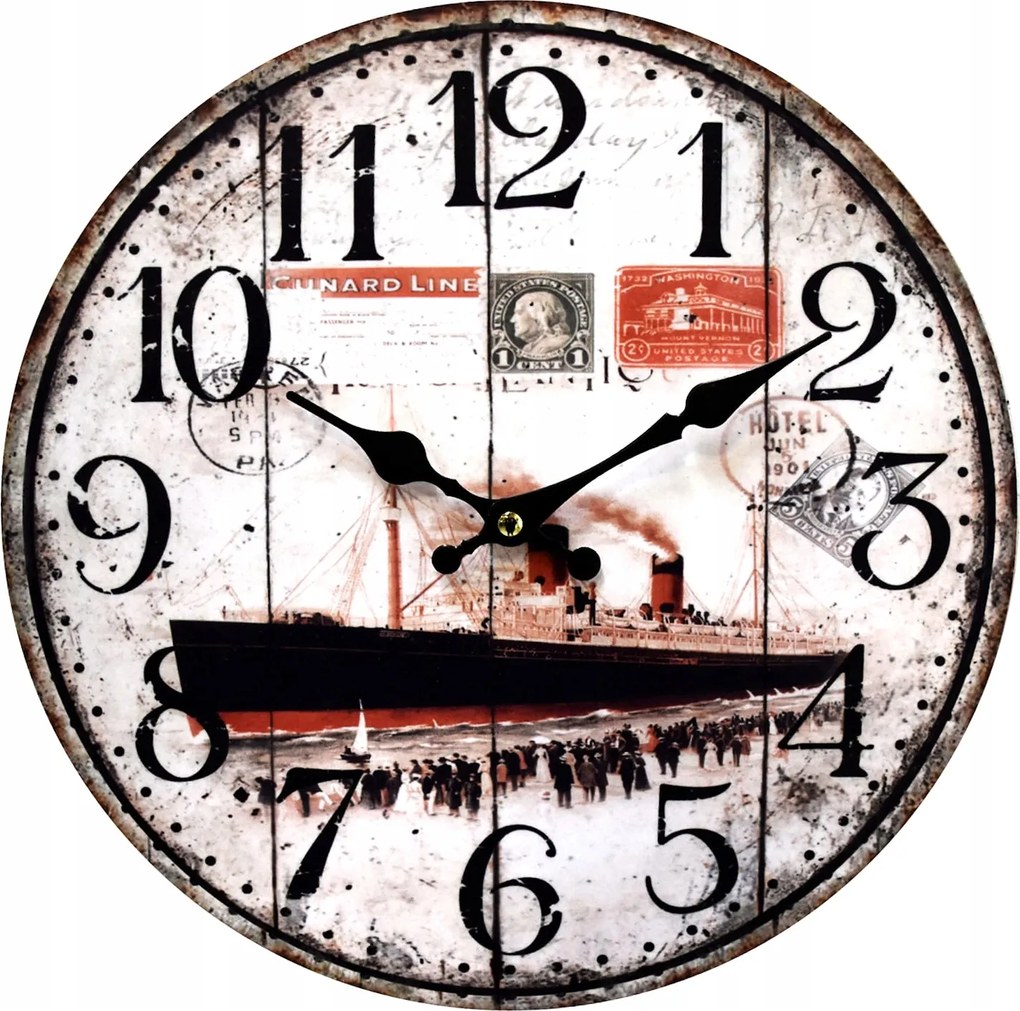 Falra Akasztható Falióra Csendes Sima Mozgás Vintage Gőzölő 34cm