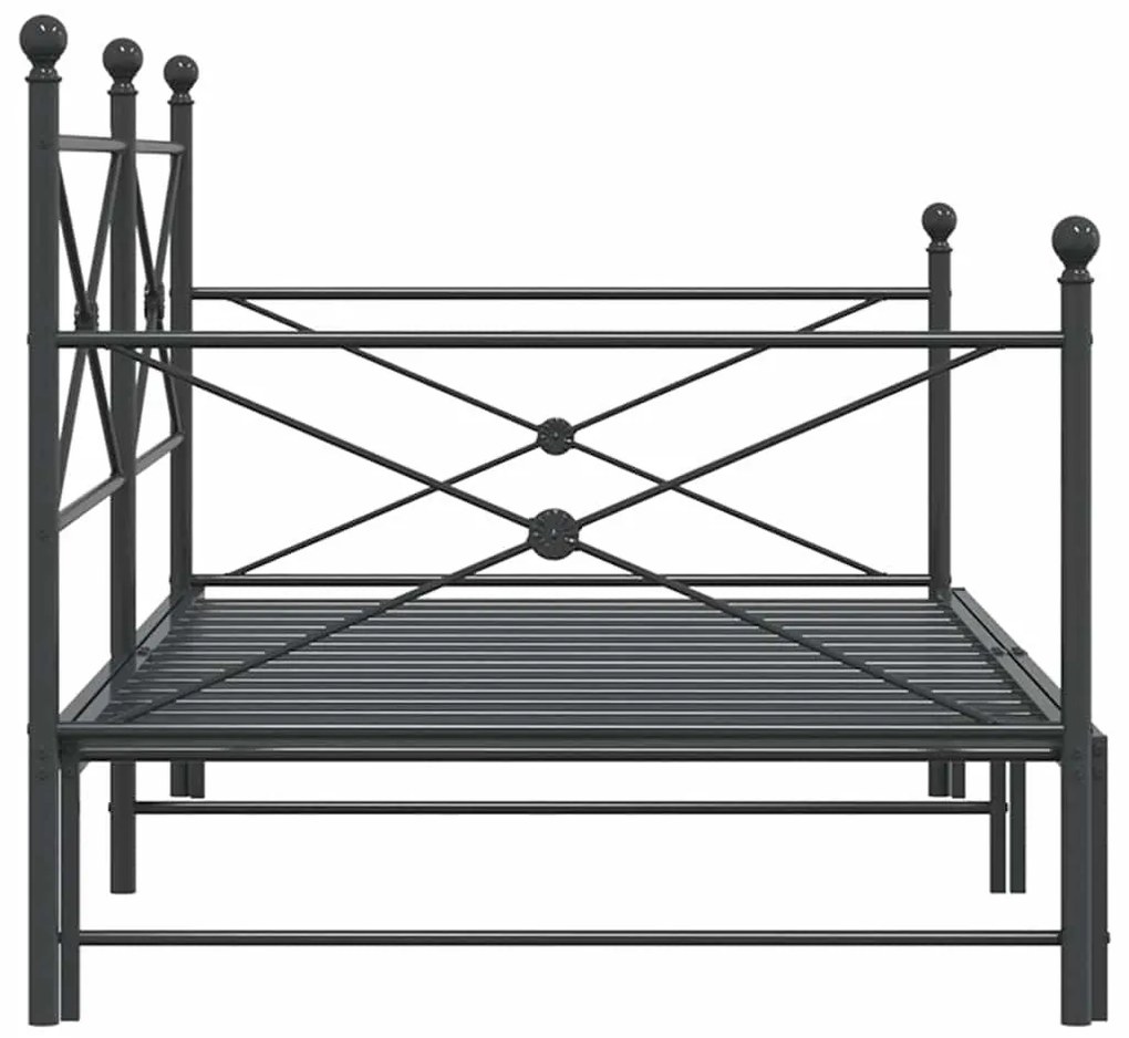 kihúzható kanapéágy matrac nélkül fekete 100x200 cm acél