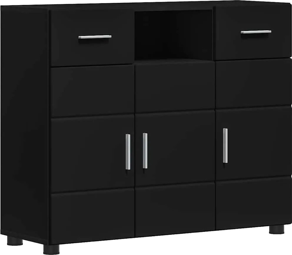vidaXL Fából Készült Szekrény Fekete 88,5 x 30,5 x 73 cm Faanyag