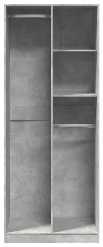 betonszürke szerelt fa ruhásszekrény 80 x 50 x 200 cm