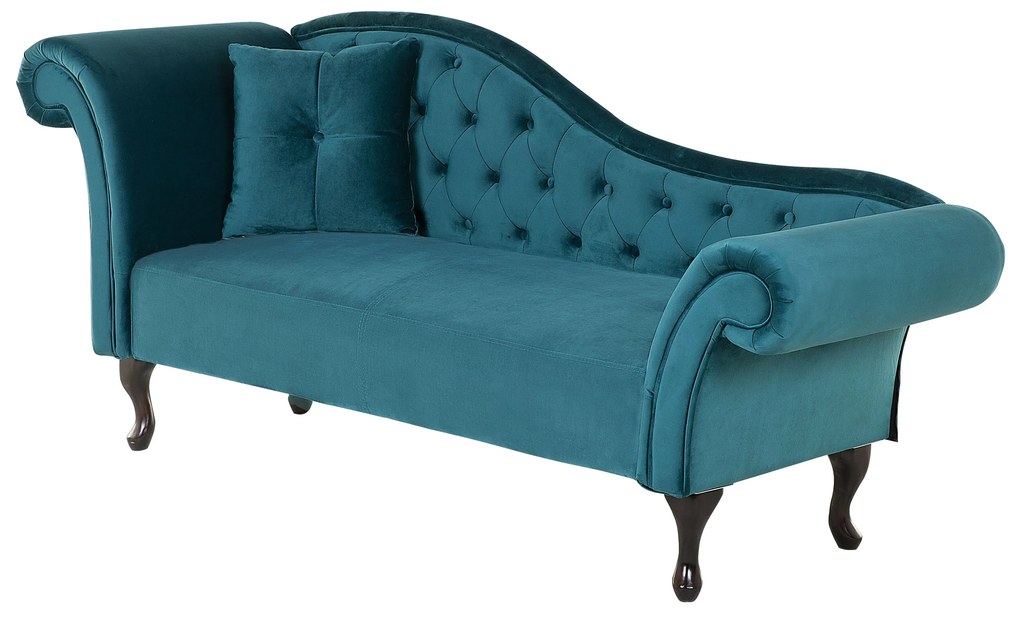 Chesterfield Stílusú Smaragdzöld Elegáns Bársony Dívány Bal Oldali LATTES Beliani