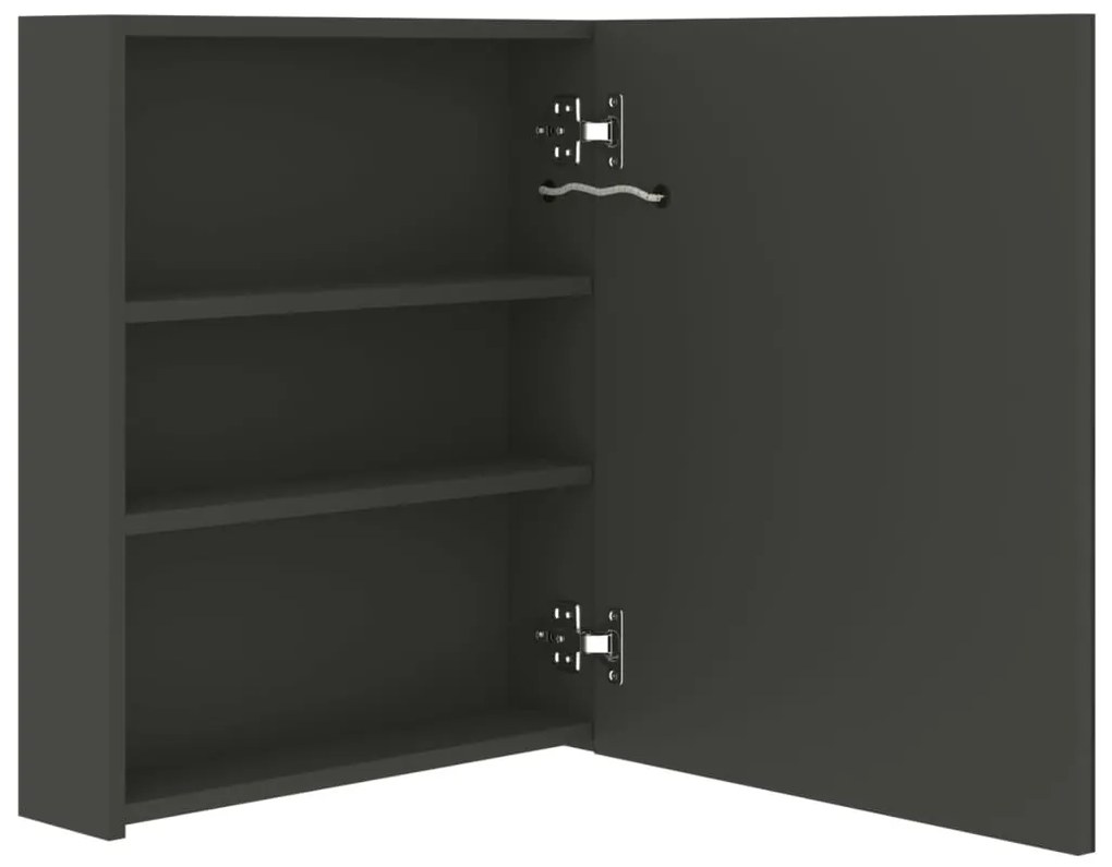 antracitszürke LED-es tükrös fürdőszobaszekrény 50 x 14 x 60 cm