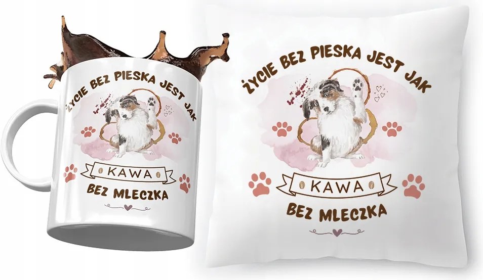 Kutyás párna ajándék bögre szett fényképes nyomtatással