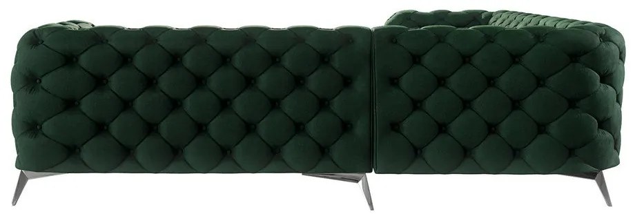 Sötétzöld bársony sarokkanapé Chelsea – Ropez