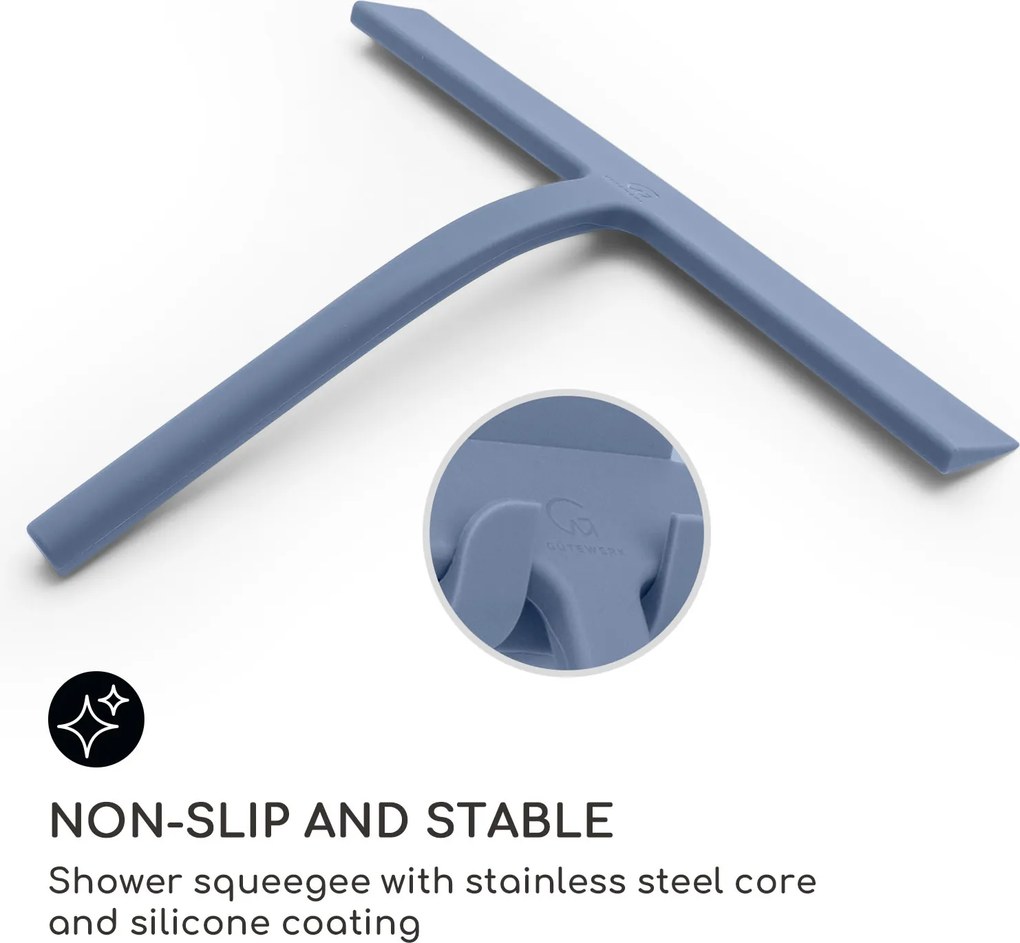 Gütewerk by blumfeldt Blaze, zuhanyzósarok törlő, 28 cm, szilikon borítás, rozsdamentes acél mag, modern design