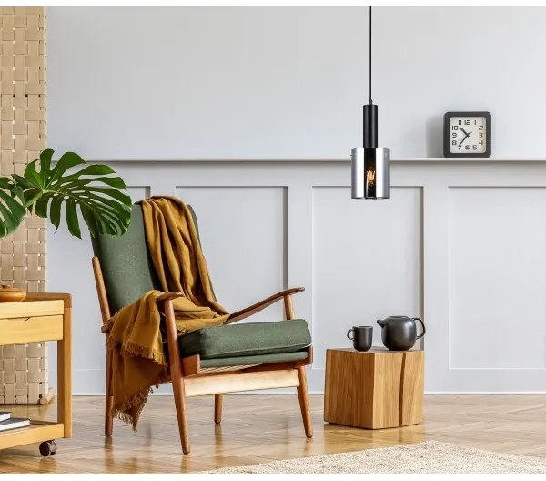 ITALUX PND-5581-1-BK+SG - Csillár zsinóron SARDO 1xE27/40W/230V fekete