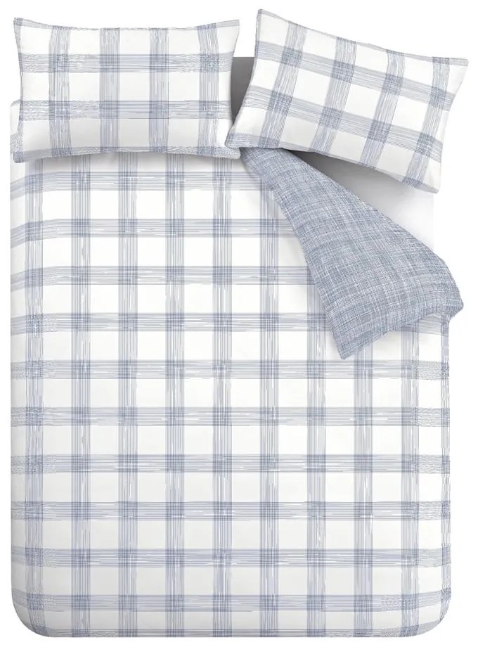Fehér-kék kétszemélyes pamut ágyneműhuzat 200x200 cm Marlow Check – Bianca