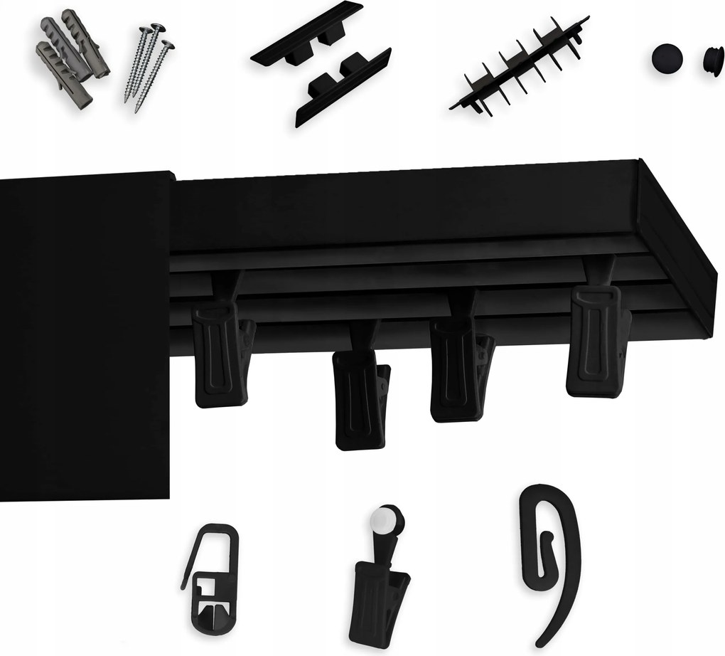 Mennyezeti függönykarnis Fekete 3 vágányos mennyezeti sín árnyékolóval 9CM 130