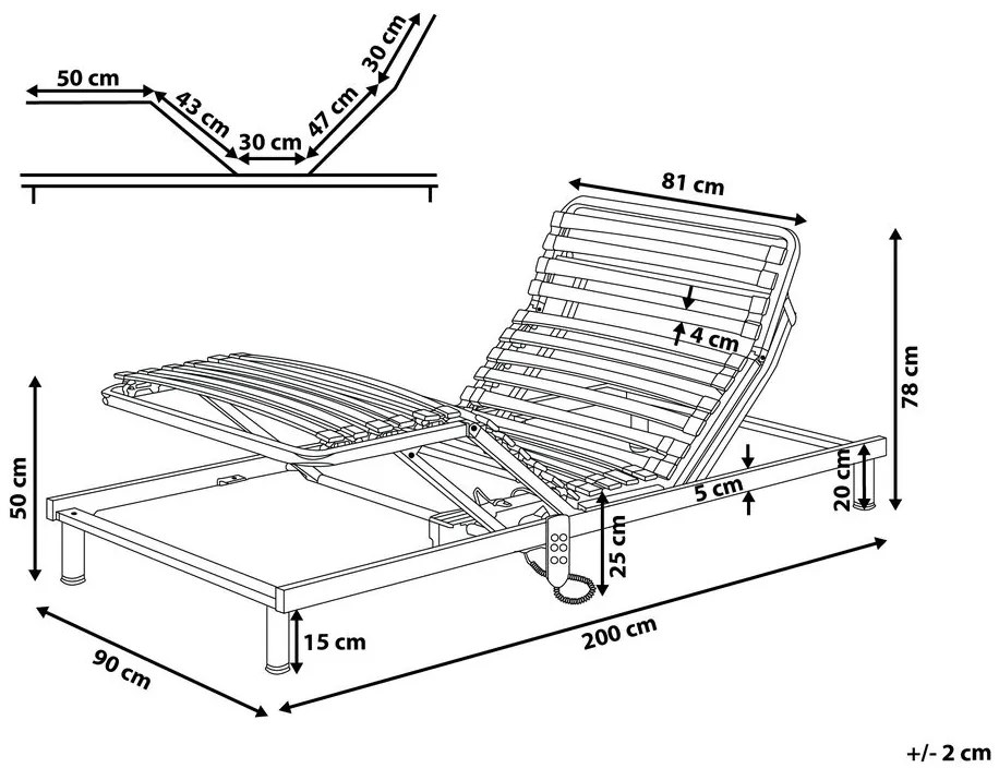 Elektromosan Állítható Ágyrács 90x200 cm COMFORT Beliani