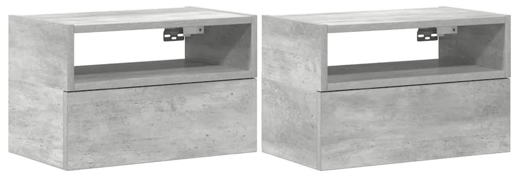 2 db betonszürke falra szerelhető éjjeliszekrény 45x26x28,5 cm