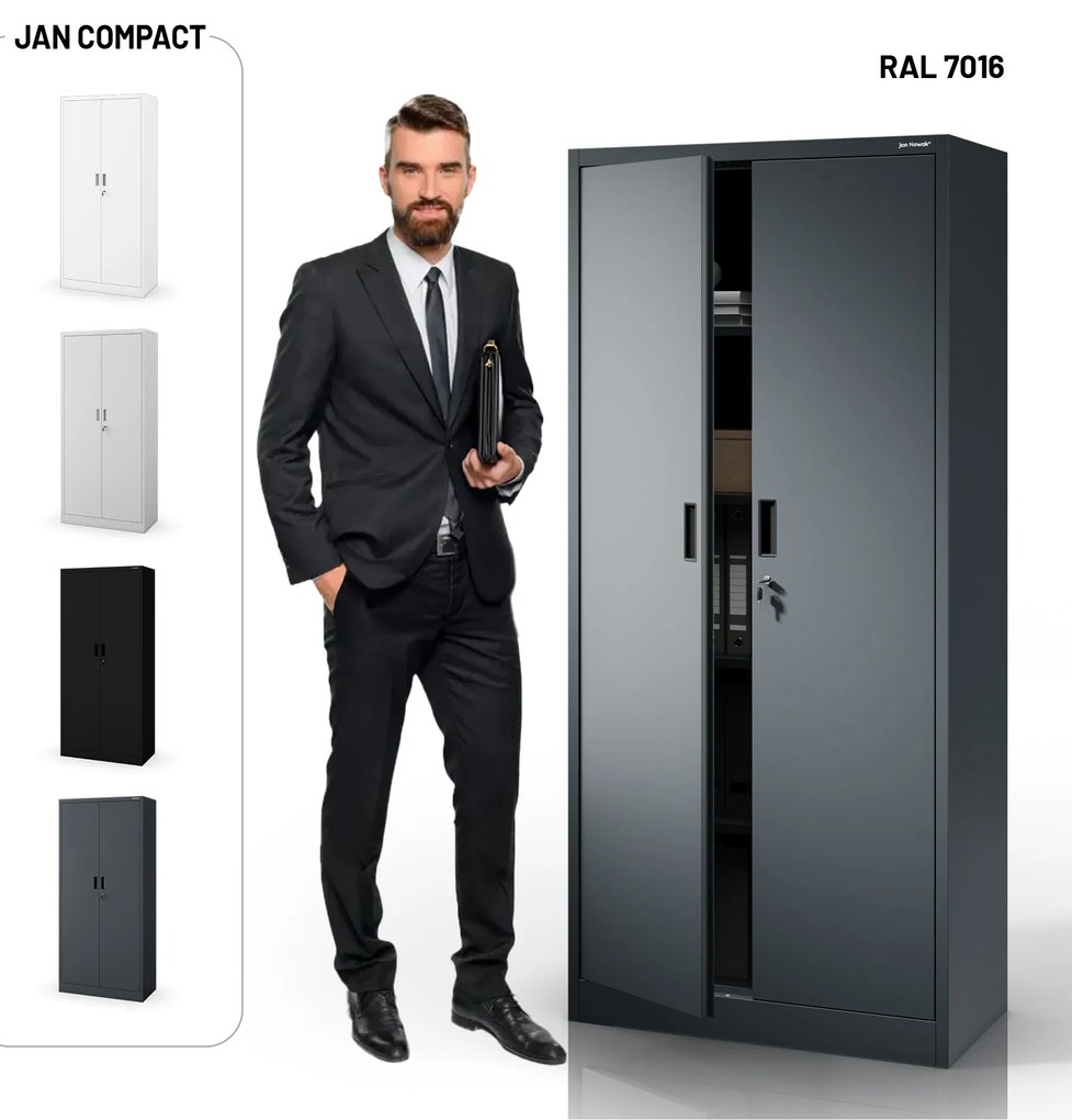 Fém szekrény JAN Compact 1750 x 800 x 400 mm, antracit