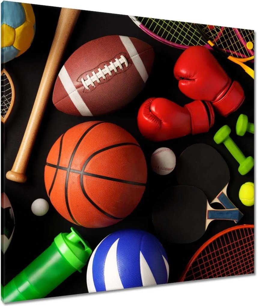 Vászonkép 90x90 Sportfelszerelés Labdák Rakéták