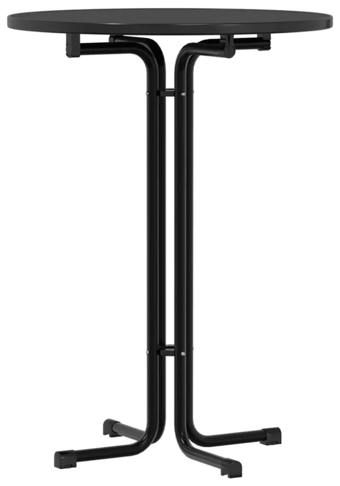 fekete étkezőasztal szerelt fa és acél Ø80 x 110 cm