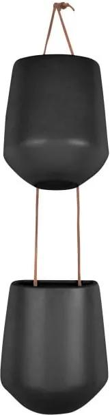 Skittle Doble matt fekete dupla függő kerámiakaspó - PT LIVING