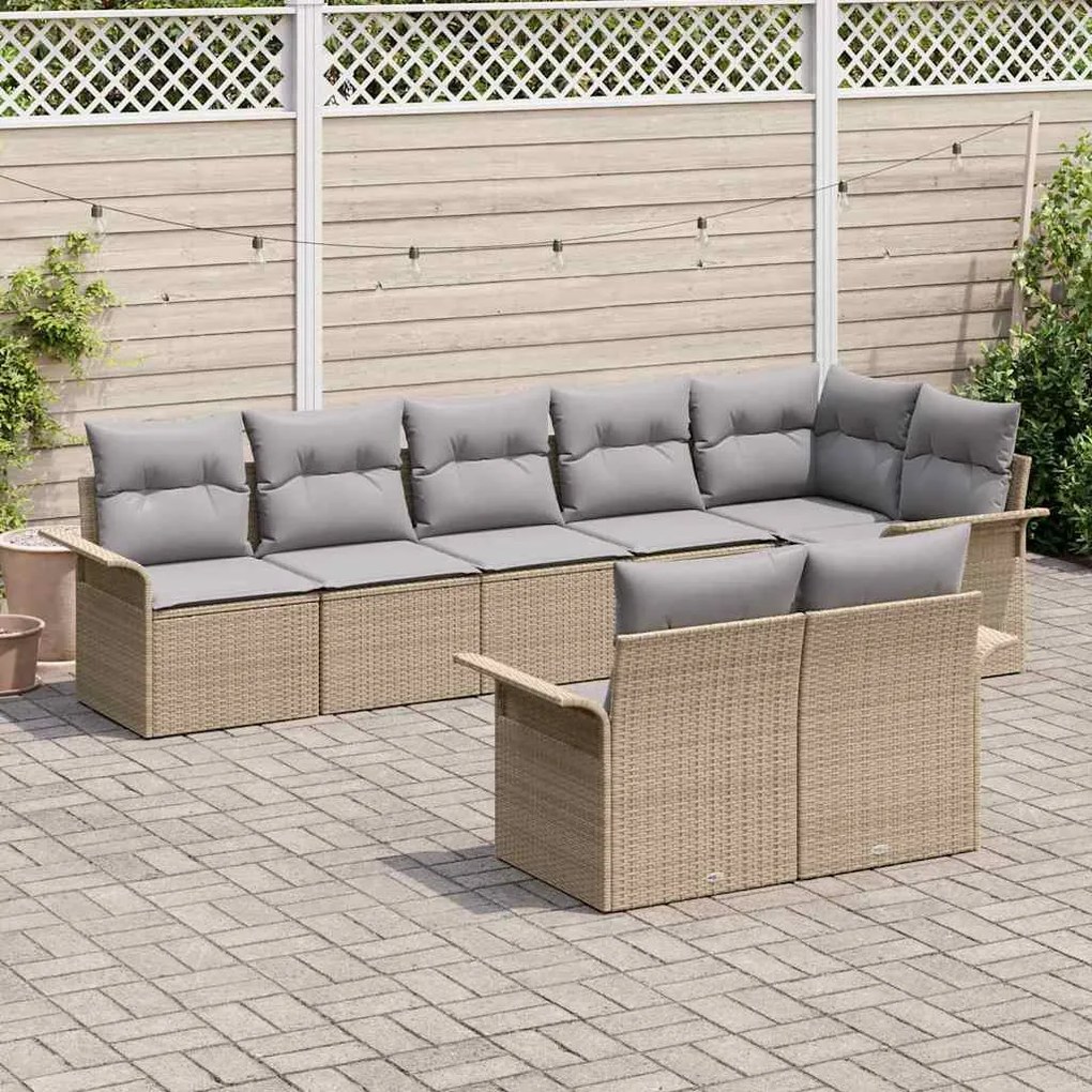 Kerti Kanapé Szett párnával 8 pcs Bézs Poli rattan