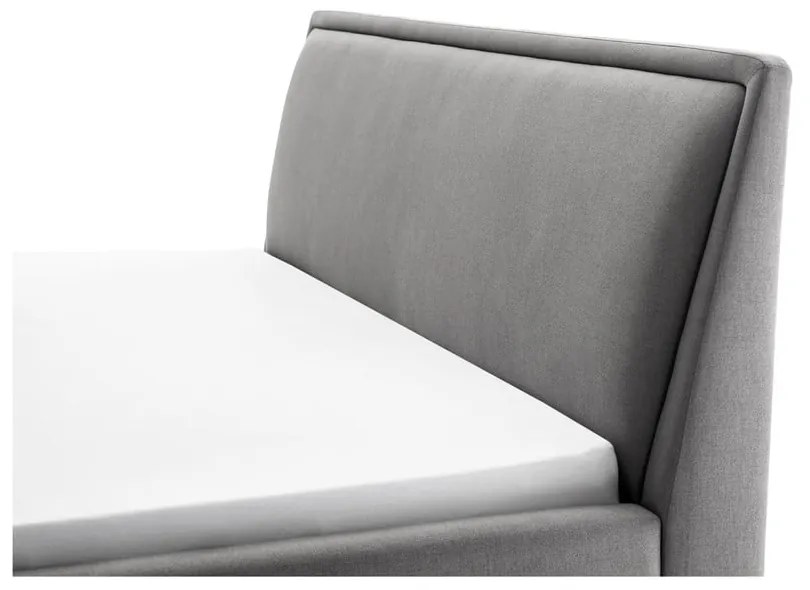 Világosszürke kárpitozott ágyneműtartós franciaágy ágyráccsal 180x200 cm Frieda – Meise Möbel