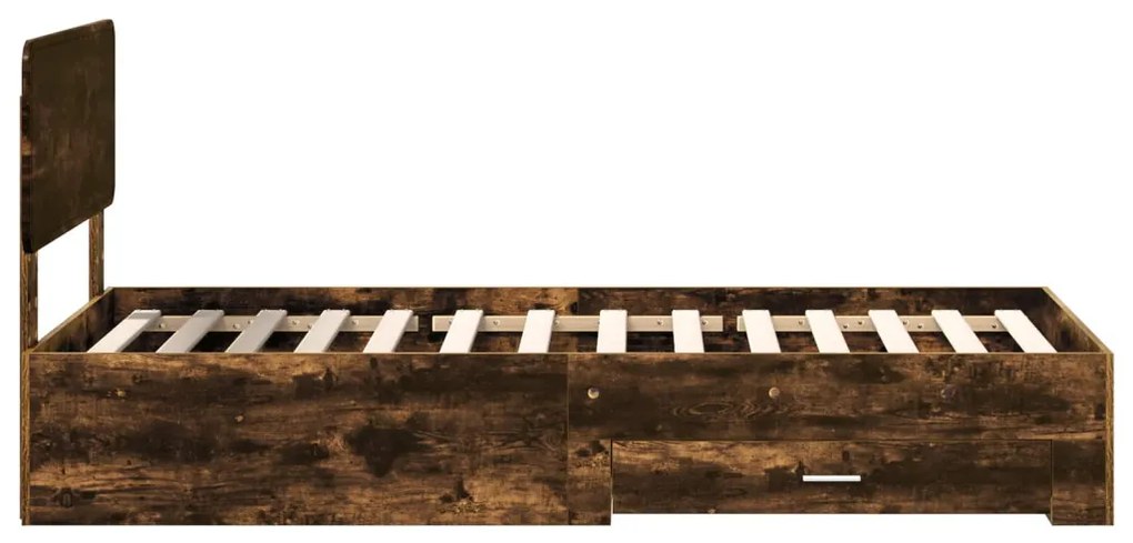 vidaXL Ágykeret fejtámlával fiókkal Füstölt tölgy 75 x 190 cm Faanyag