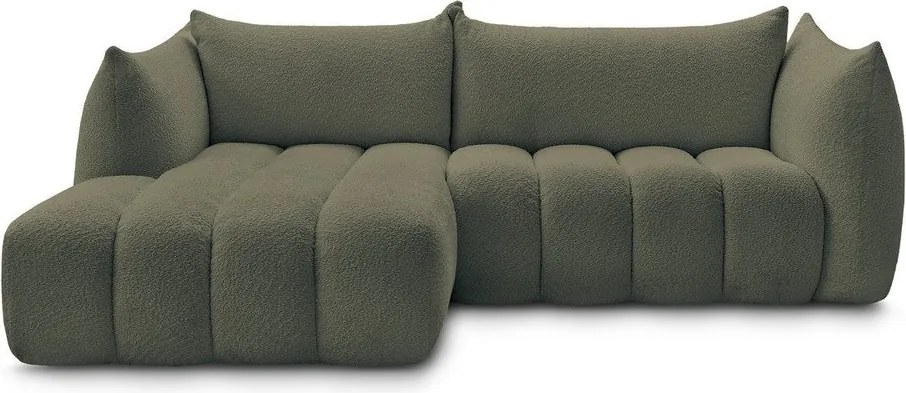 Zöld buklé sarokkanapé (bal oldali-heverő résszel) Azra – Bobochic Paris
