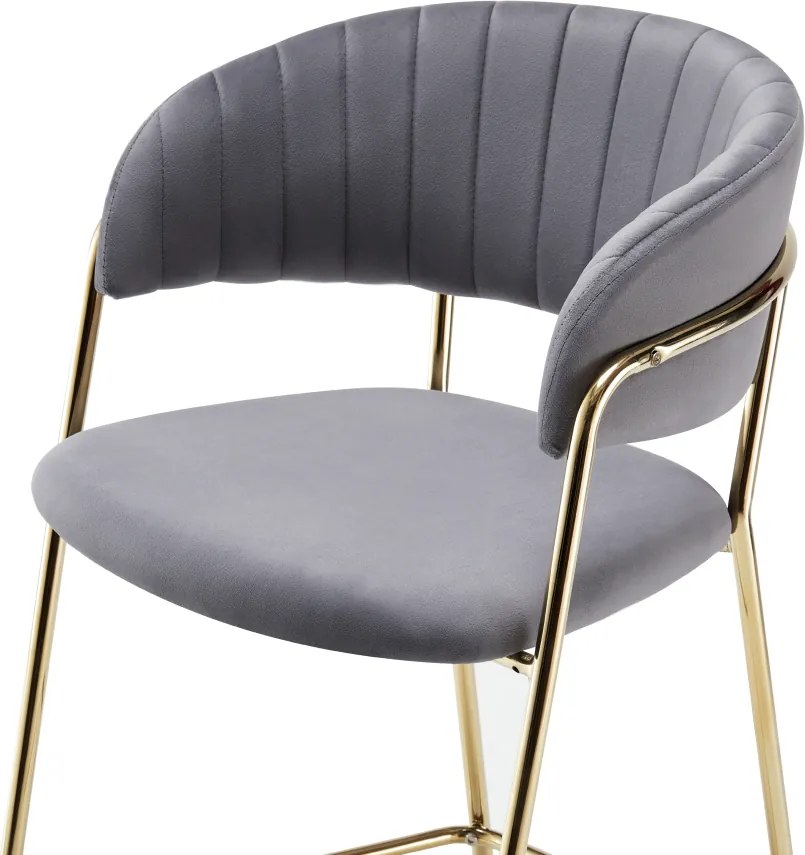 Design bárszék, szürkésbarna Velvet szövet/gold króm arany, DASMIN TYP 2