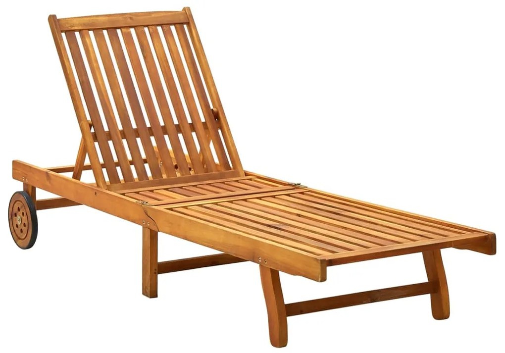 Tömör akácfa kerti napozóágy párnával