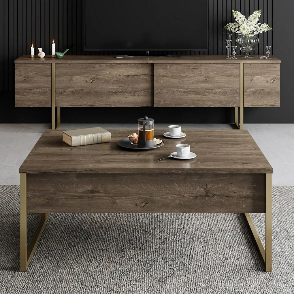 Luxe Walnut and Gold konferenciaasztal