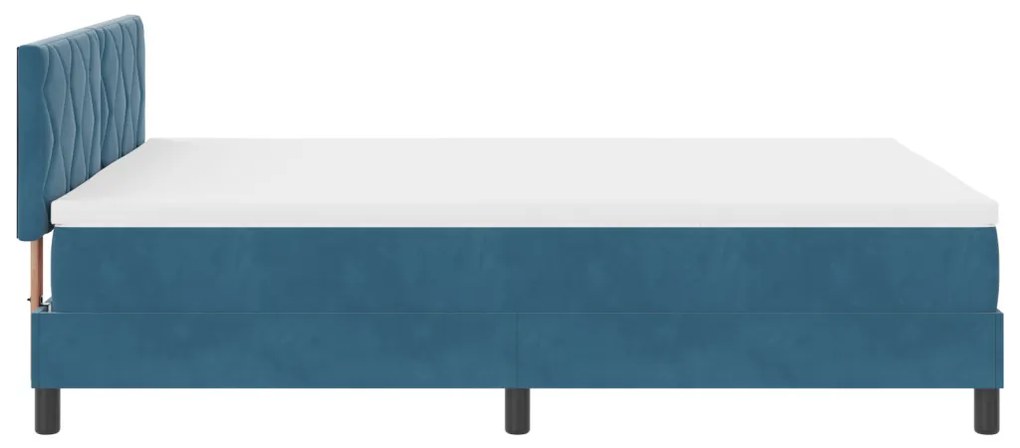 Boxspring Ágy Matrac & LED Sötétkék 140x190 cm Bársony
