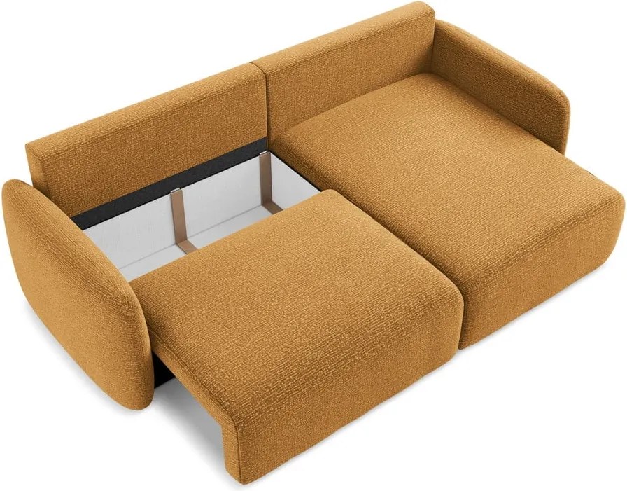 Narancssárga kinyitható-tárolóhelyes sarokkanapé (jobb oldali) Kalena – Makamii