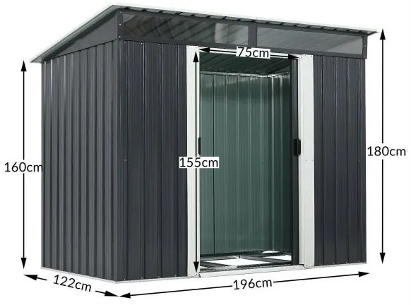 Gardebruk® Kerti ház 196x122x180 cm - antracit