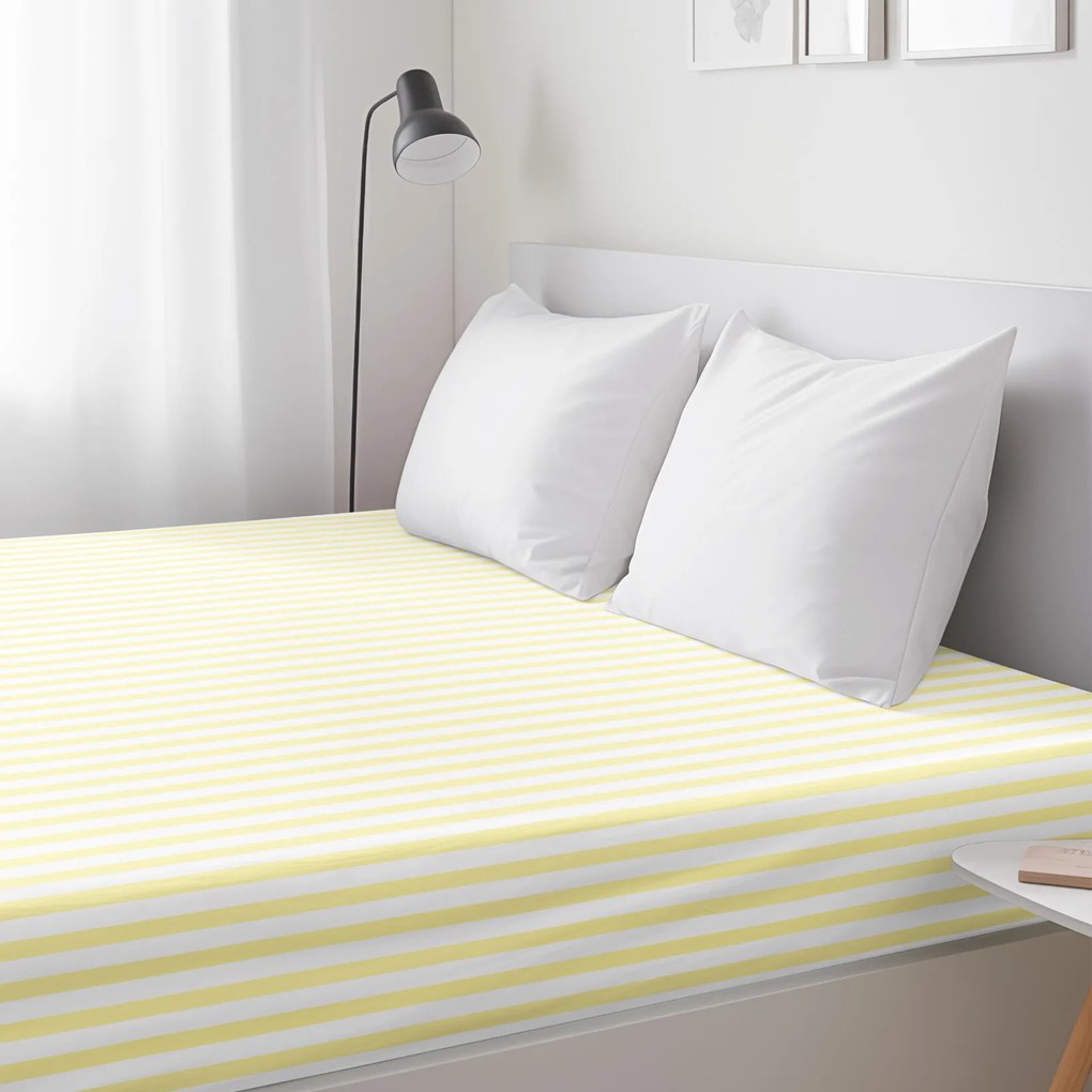 Goldea pamut körgumis lepedő - sárga csíkos 80 x 200 cm