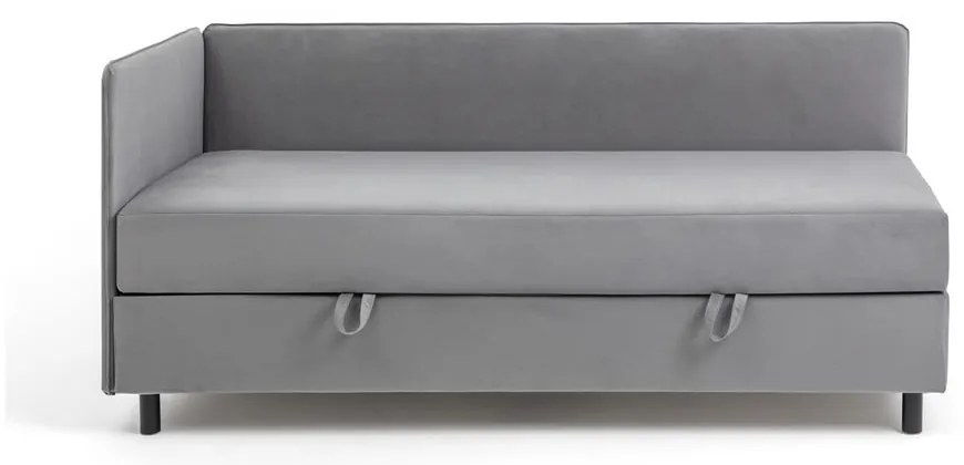 Szürke kárpitozott ágyneműtartós egyszemélyes ágy matraccal 90x200 cm Avela – Bonami Selection