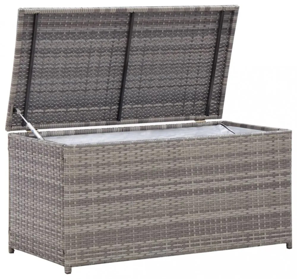 szürke polyrattan kerti tárolóláda 100 x 50 x 50 cm