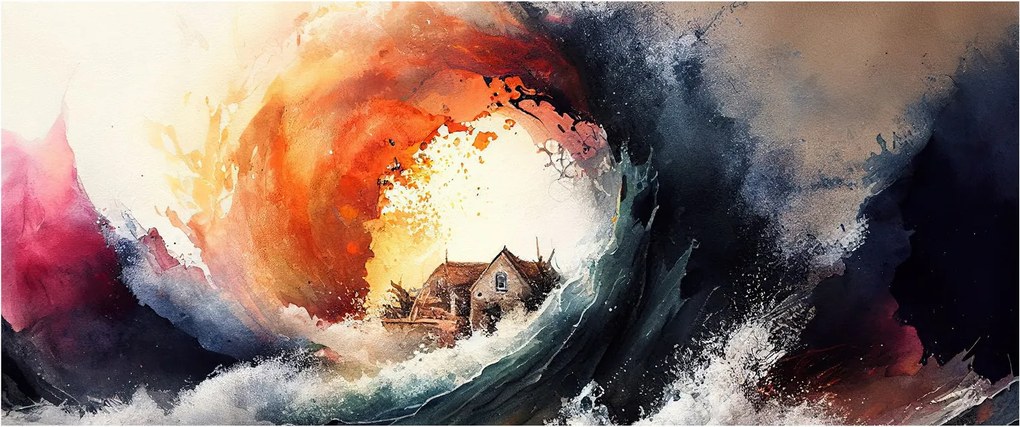 Kép - Az árvíz örvényében, akvarell (120x50 cm)