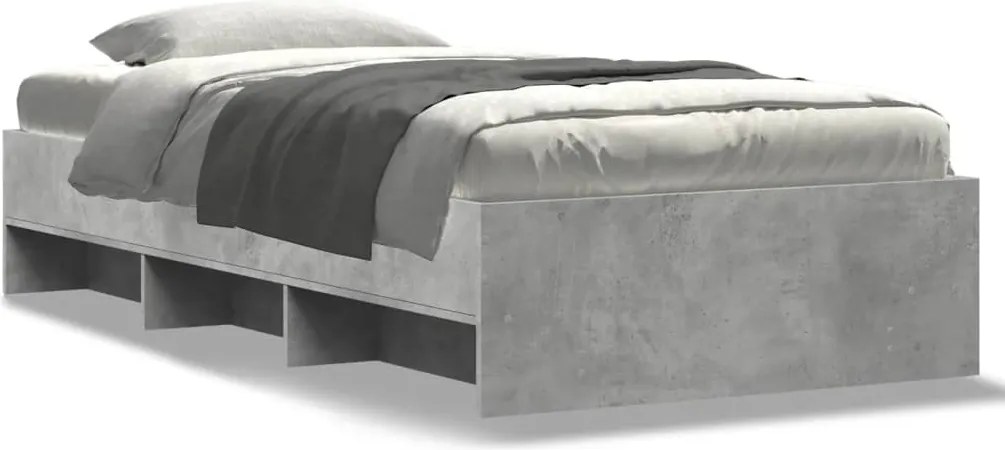 vidaXL betonszürke szerelt fa ágykeret 90 x 200 cm