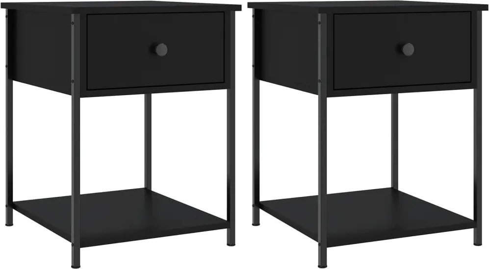 vidaXL 2 db fekete szerelt fa éjjeliszekrény 44 x 45 x 58 cm