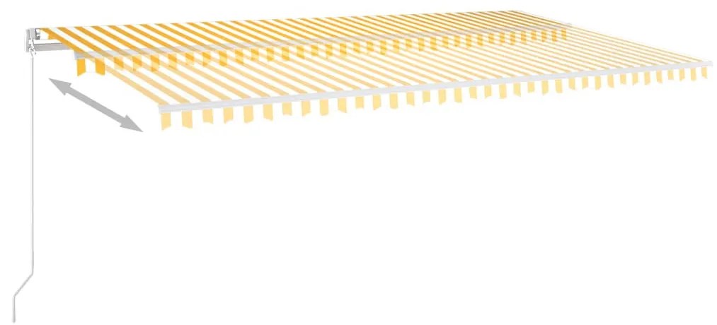 Sárga-fehér automata szélérzékelős és LED-es napellenző 6 x 3 m