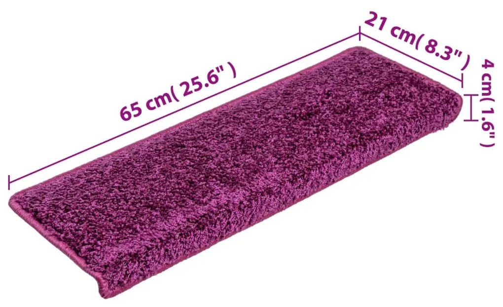 15 db ibolyaszín lépcsőszőnyeg 65x21x4 cm