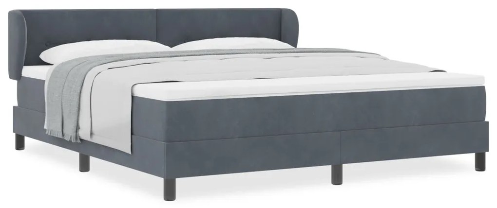 vidaXL Boxspring Ágy Matrac Sötétszürke 180x200 cm Bársony
