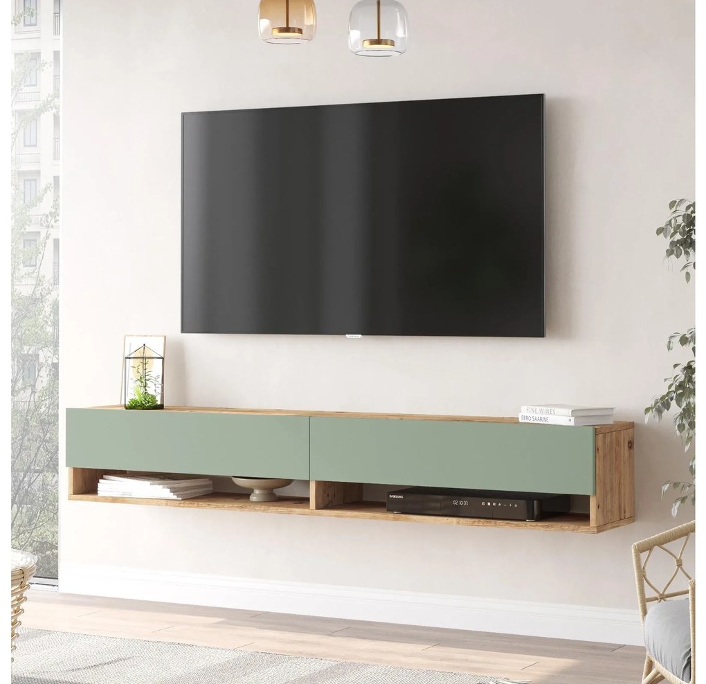 TV asztal/Szekrény France 9 (atlanti fenyő + zöld) . 1102152