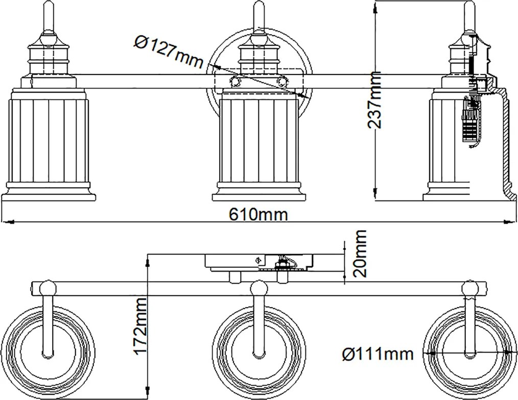 Quoizel klasszikus tükör világítás swell sárgaréz elsqz-swell3-bb-bath IP44