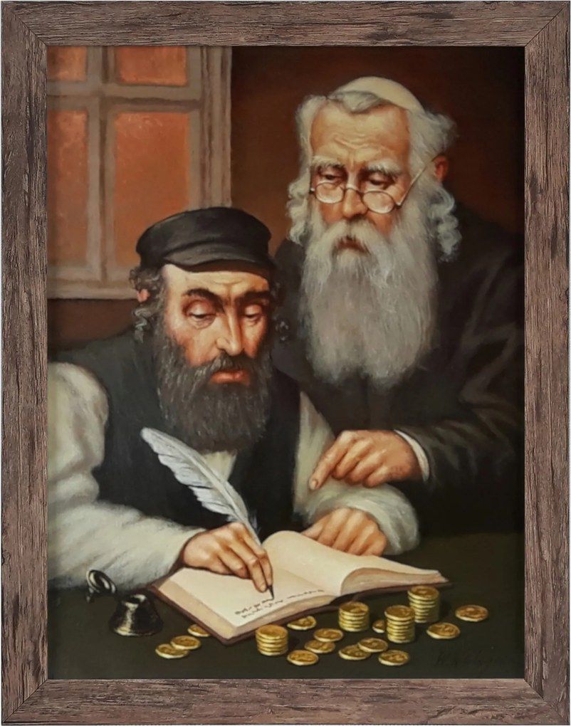 Vászonkép 45x35 Pénzszámláló Zsidó Tölgy Keret