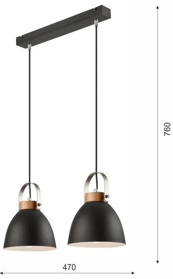 DANIELLE függeszték 2xE27/60W/230V, kábellel