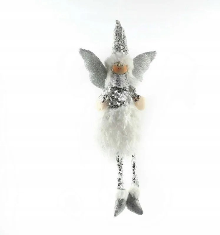 eCa ASN02 Karácsonyi dekoráció Angyal 34 cm ezüst
